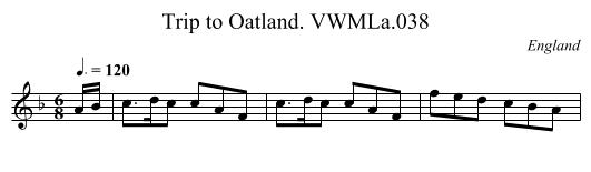 Trip to Oatland. VWMLa.038 - staff notation