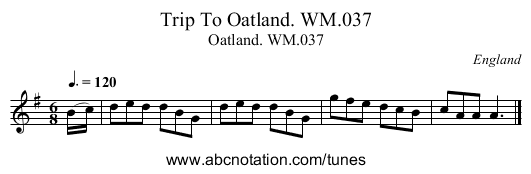 Trip To Oatland. WM.037 - staff notation