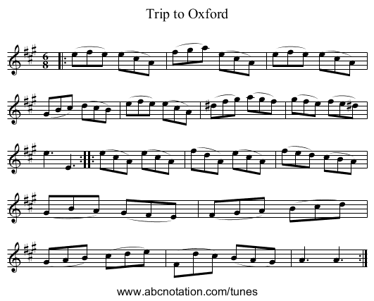 Trip to Oxford - staff notation