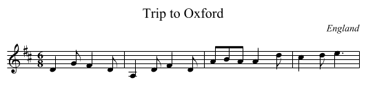 Trip to Oxford - staff notation