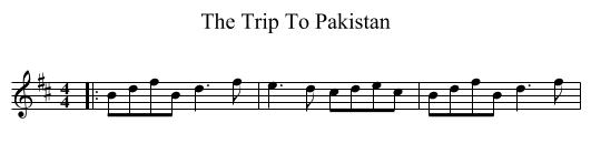Trip To Pakistan, The  - staff notation