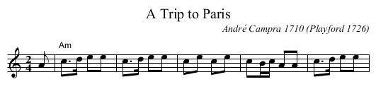 Trip to Paris, A  - staff notation