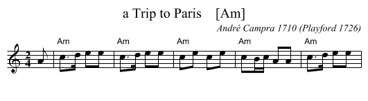 Trip to Paris    [Am], a  - staff notation