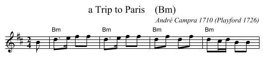 Trip to Paris    (Bm), a  - staff notation