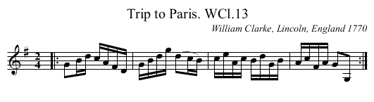 Trip to Paris. WCl.13 - staff notation
