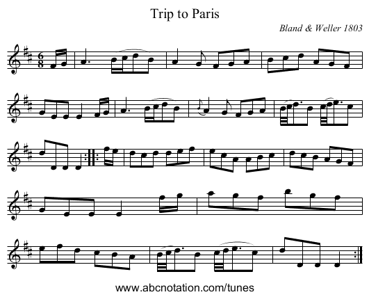 Trip to Paris - staff notation