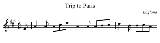 Trip to Paris - staff notation