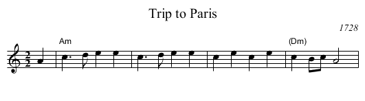 Trip to Paris - staff notation