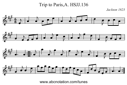 Trip to Paris,A. HSJJ.136 - staff notation