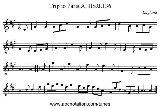 Trip to Paris,A. HSJJ.136 - staff notation