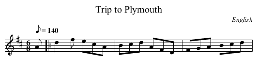Trip to Plymouth - staff notation