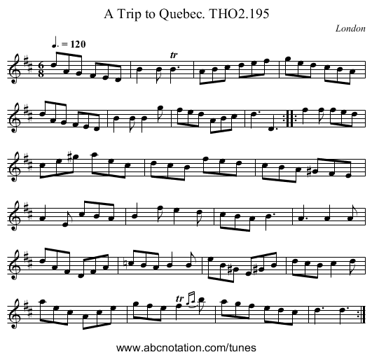 Trip to Quebec. THO2.195, A - staff notation