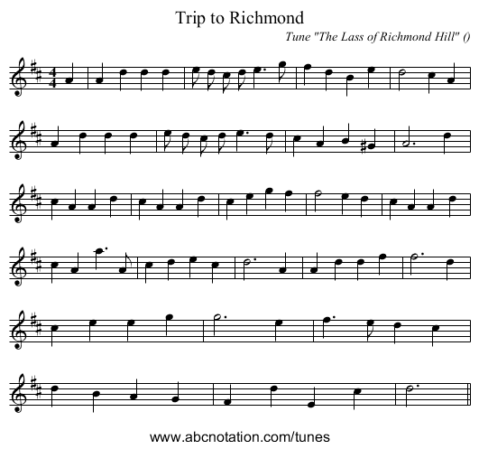 Trip to Richmond - staff notation