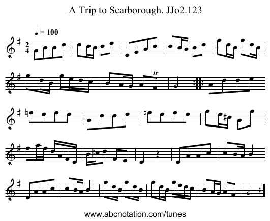 Trip to Scarborough. JJo2.123, A - staff notation