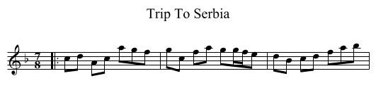 Trip To Serbia - staff notation