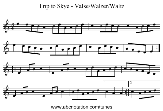 Trip to Skye - Valse/Walzer/Waltz - staff notation