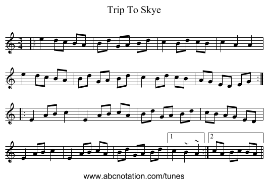 Trip To Skye - staff notation