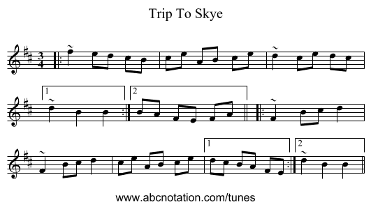 Trip To Skye - staff notation