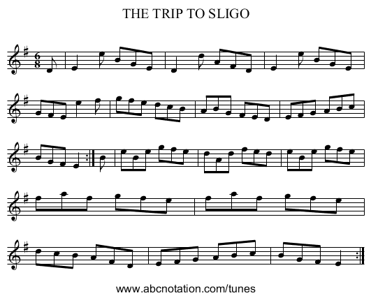 TRIP TO SLIGO, THE - staff notation