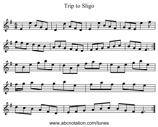 Trip to Sligo - staff notation