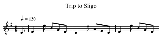 Trip to Sligo - staff notation