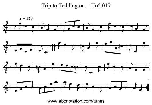 Trip to Teddington. JJo5.017 - staff notation