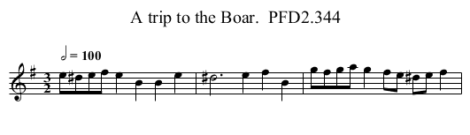 trip to the Boar.  PFD2.344, A - staff notation