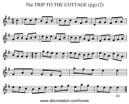 TRIP TO THE COTTAGE (jig) (2), The - staff notation