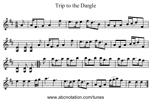 Trip to the Dargle - staff notation