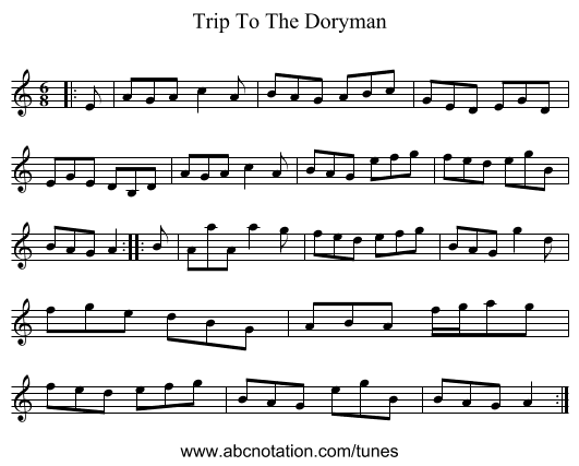 Trip To The Doryman - staff notation