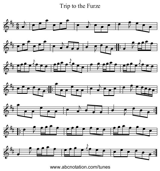 Trip to the Furze - staff notation