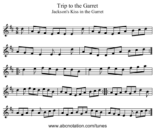 Trip to the Garret - staff notation
