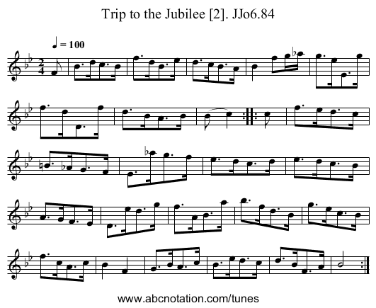 Trip to the Jubilee [2]. JJo6.84 - staff notation