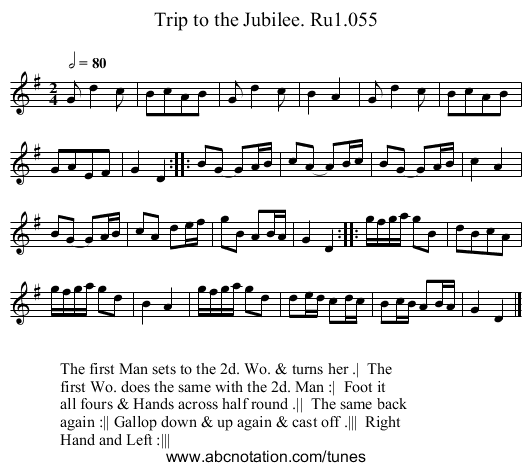 Trip to the Jubilee. Ru1.055 - staff notation