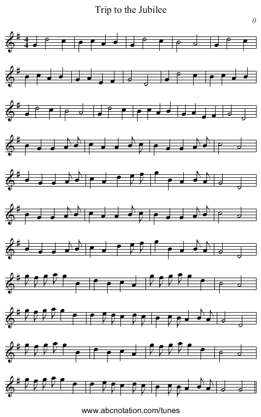 Trip to the Jubilee - staff notation