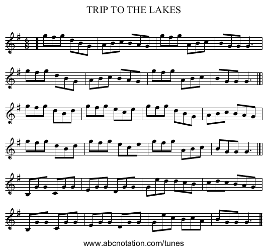 TRIP TO THE LAKES - staff notation