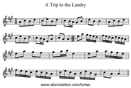 Trip to the Landry, A - staff notation