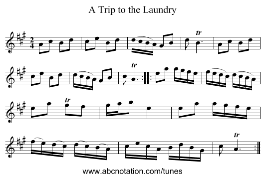 Trip to the Laundry, A - staff notation