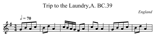 Trip to the Laundry,A. BC.39 - staff notation