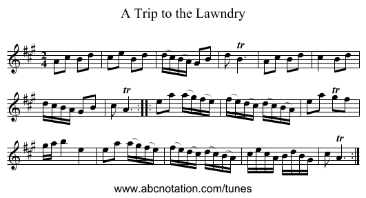 Trip to the Lawndry, A - staff notation