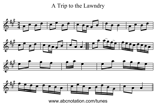 Trip to the Lawndry, A - staff notation