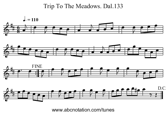 Trip To The Meadows. Dal.133 - staff notation
