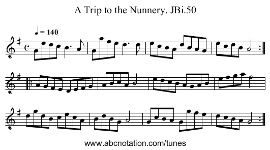 Trip to the Nunnery. JBi.50, A - staff notation