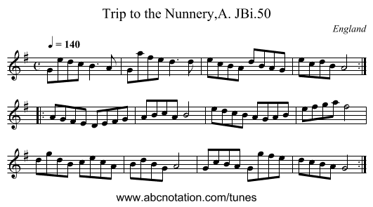Trip to the Nunnery,A. JBi.50 - staff notation