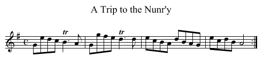 Trip to the Nunr'y, A - staff notation