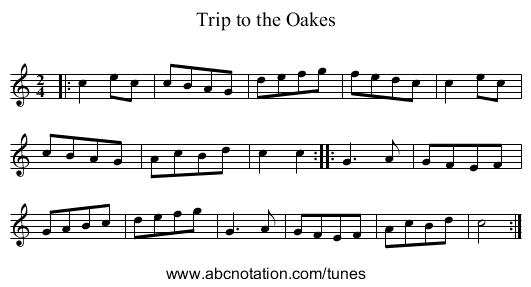 Trip to the Oakes - staff notation