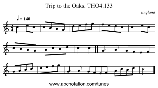 Trip to the Oaks. THO4.133 - staff notation