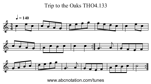 Trip to the Oaks THO4.133 - staff notation