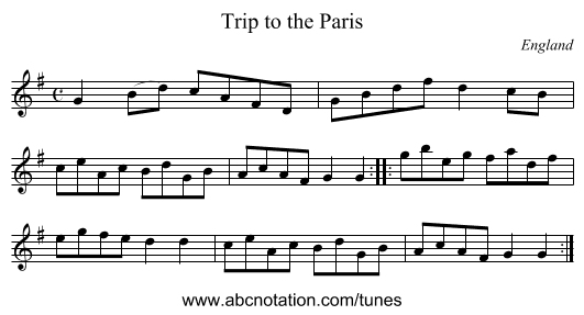 Trip to the Paris - staff notation