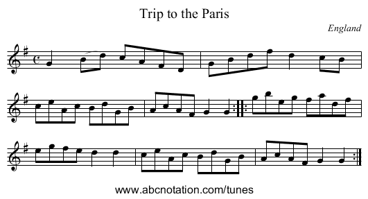 Trip to the Paris - staff notation
